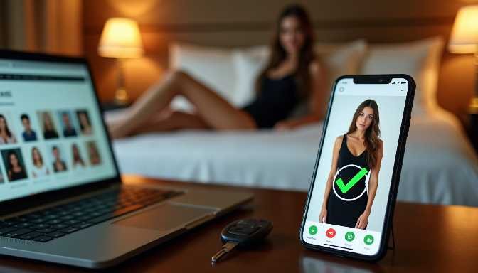 Woman selecting a dress on a phone app next to a laptop